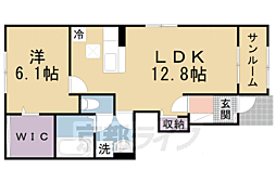 パインオークVII 1階1LDKの間取り