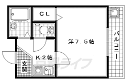 近鉄京都線 伊勢田駅 徒歩10分の賃貸マンション 1階1Kの間取り