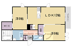 JR奈良線 宇治駅 徒歩15分の賃貸マンション 1階2LDKの間取り