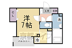 近鉄京都線 久津川駅 徒歩2分の賃貸アパート 1階1Kの間取り