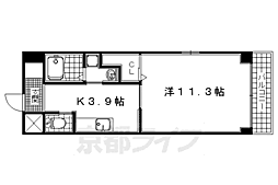 近鉄京都線 小倉駅 徒歩5分の賃貸マンション 6階1Kの間取り