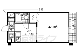 近鉄京都線 大久保駅 徒歩3分の賃貸マンション 4階1DKの間取り