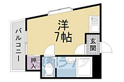 シャトー・ドゥ・クリヨン 4階ワンルームの間取り