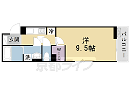楽園 2階1Kの間取り