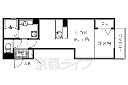 グリーン　パーク 2階1LDKの間取り