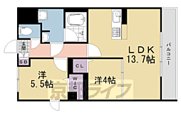 JR奈良線 城陽駅 徒歩4分の賃貸マンション 3階2LDKの間取り