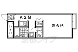 コーポＫＡＮＡＢＵＲＩ 2階1Kの間取り