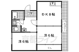 近鉄京都線 伊勢田駅 徒歩2分の賃貸マンション 1階2LDKの間取り