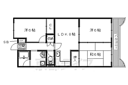 グランデあんご 704 7階3LDKの間取り
