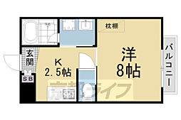 クラウディア長尾 1階1Kの間取り