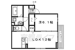 近鉄京都線 寺田駅 徒歩11分の賃貸アパート 2階1LDKの間取り