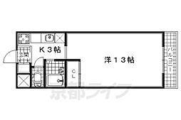 JR奈良線 城陽駅 徒歩4分の賃貸マンション 1階1Kの間取り