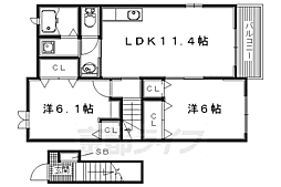 ヴィラ・カンナミ 2階2LDKの間取り