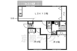 アメニティ興戸 3階2LDKの間取り