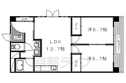 シャトータナカ 1階2LDKの間取り