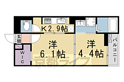 カプリコーン 4階1DKの間取り
