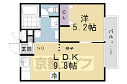 パークハイム三栖 1LDKの間取図画像
