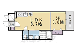 フラッツ六地蔵 1LDKの間取図画像