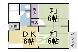 スリーゼ西向日 2DKの間取図画像