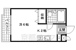 プルシャン山科 1Kの間取図画像
