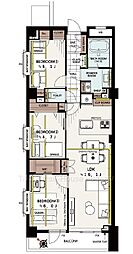 クレストフォルム駒沢公園 3LDKの間取図画像