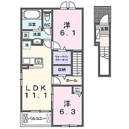 フランメゾンソレイユ 2LDKの間取図画像