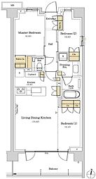 パークシティー高田馬場 3LDKの間取図画像