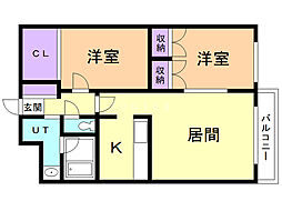 グリーンコート 2LDKの間取図画像