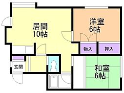 アラヤホワイトシャルム 2LDKの間取図画像