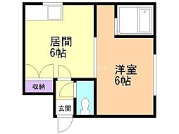 ラポール栄町 1DKの間取図画像