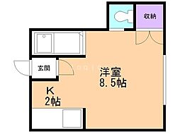 クルーズハウスキタ19ジョウ 1Kの間取図画像
