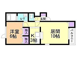 ラベンダーハイムB 1LDKの間取図画像