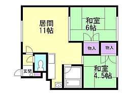 レジデンス高A 2LDKの間取図画像