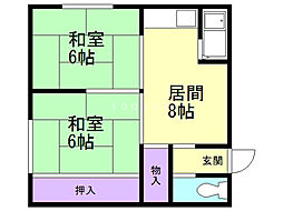 福岡マンション 2DKの間取図画像