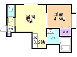 アクア18 2階1LDKの間取り