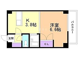 ノースランド北19条 1Kの間取図画像