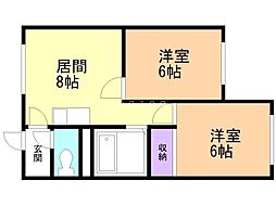 OMレジデンス栄町 2LDKの間取図画像