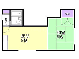 ハイツ本町A 1LDKの間取図画像