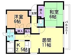 パークハイツA 2LDKの間取図画像
