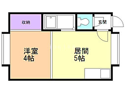 アルベール3 1DKの間取図画像