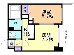 ルラシオン北7条 14階1LDKの間取り