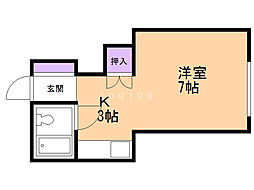 ブルーハイム 1Kの間取図画像