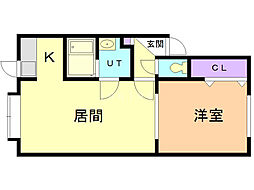 クレールピエス 1LDKの間取図画像
