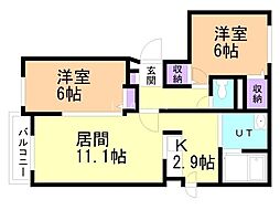 ローヤルサルーン札幌 2LDKの間取図画像