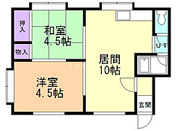 ホープパーク 2LDKの間取図画像