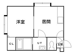 カーサ苗穂 1DKの間取図画像