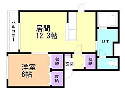 サンストリート 1LDKの間取図画像