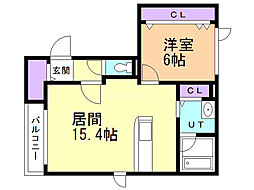スピカエスポワール 1LDKの間取図画像