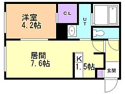 T147 1LDKの間取図画像