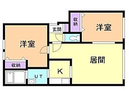 グランコリーヌ1 2LDKの間取図画像